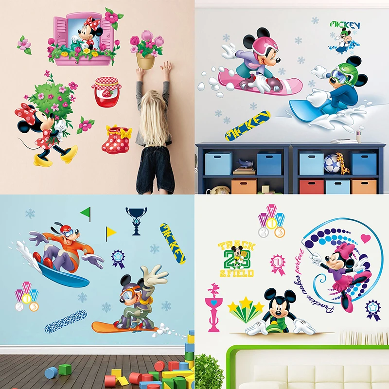 ディズニーミッキーミニーpvc壁ステッカー保育キッズルーム用のパーティーの装飾漫画の壁の壁画アートデカールdiyホームデコレーション ウォール ステッカー Aliexpress