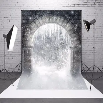 

Freya 210x150cm Christmas Winter Snowing Scene Photography Background Vinyl Stone Archway Photographic Backdrop For Photo Studio