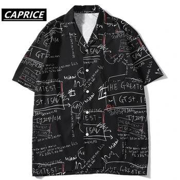 

Hip Hop Graffiti Short Sleeve Shirts Streetwear Mens 2019 Summer Harajuku Casual Pocket Loose Fashion Printed Shirts Male Tops
