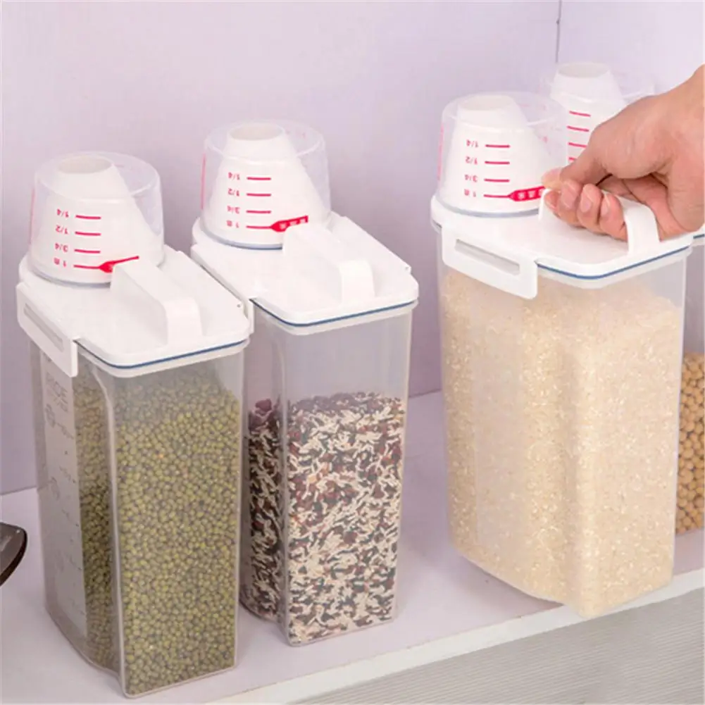 

Kitchen Storage Box 2Kg Sealed Pest Control Moisture-Proof Japanese Style Rice Barrels, Flour Miscellaneous Grains Storage Barre