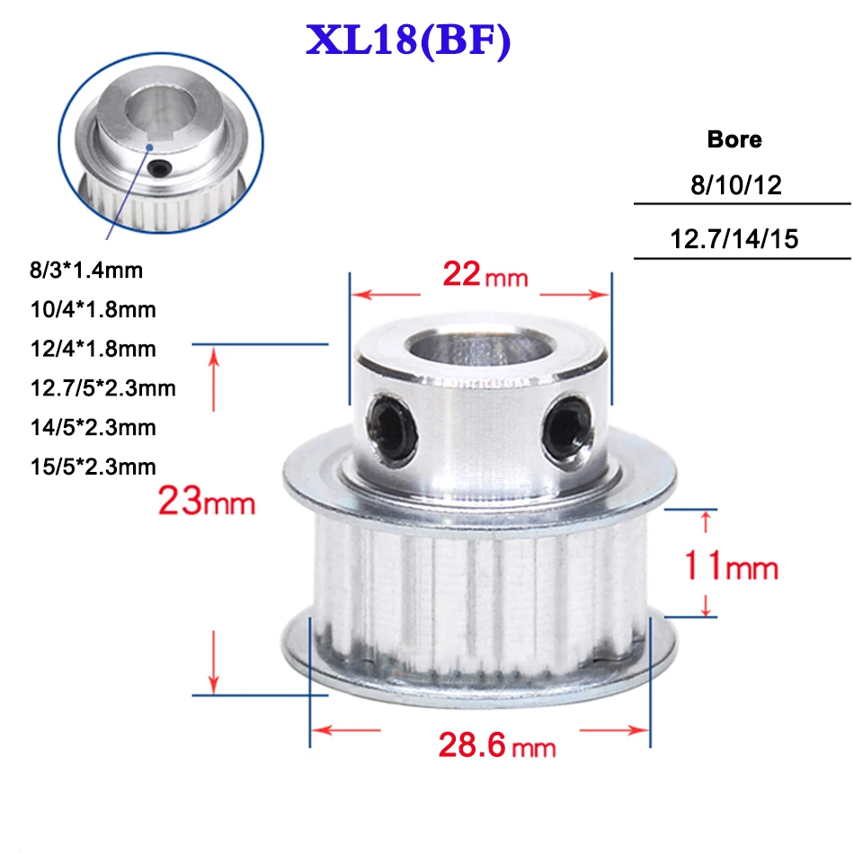 1pcs Xl18 Timing Belt Pulley Keyway Synchronous Wheel Width 11mm Bore 8