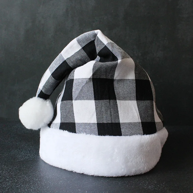 Christmas Party Crazy Welcome New Year Supplies Decorative Props Holiday Dress Up Hat Red Black Plaid Atmosphere Christmas