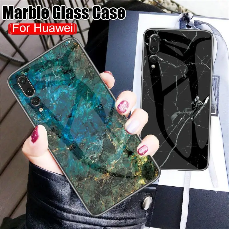 

Marble Tempered Glass Case For Huawei P Smart Z Y9 prime Y6 Y7pro 2019 Mate20 P10 P20 P30 Lite Pro Honor 9X 8X 8A 8C 7C 7A Cover