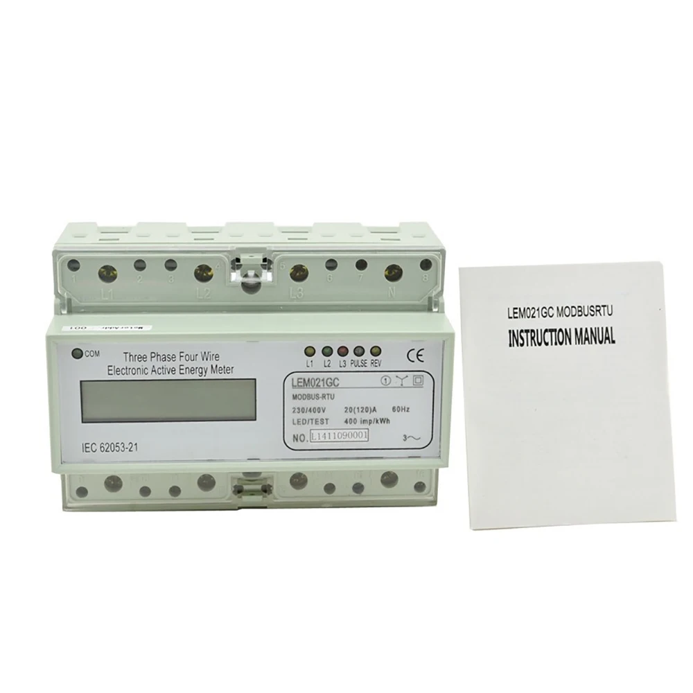 Din рейка трехфазный счетчик энергии Портативный цифровой LCD с Modbus RTU 20(120)A 230/400V|phase