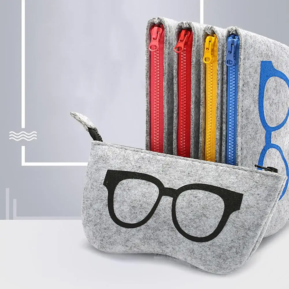 Wool Felt Women Glasses Eyewear Zipper Bag Storage Case Sunglasses Box