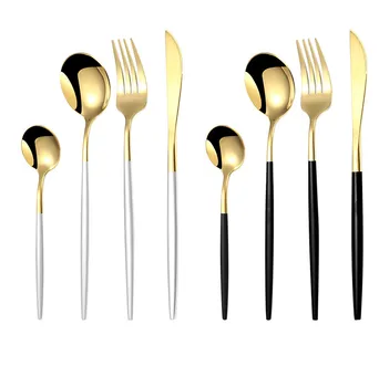 

24pcs Cutlery 18/10 Stainless Steel Tableware Set Fork Knife Fork Spoon Tableware Set Silverware Dinnerware Set Dropshipping