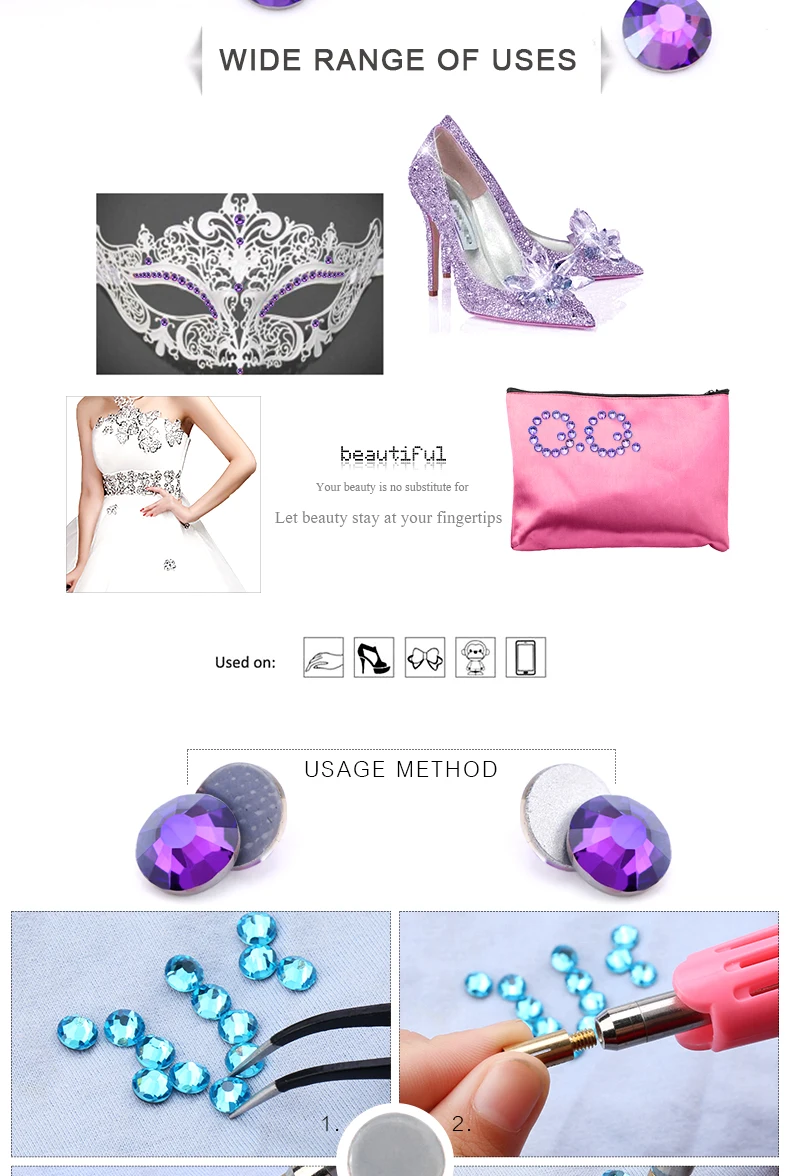 Purple Velvet Strass Crystal Rhinestone Glitters Diamond Gem Non Hotfix 3D Glitter For Nail Decoration Flatback Loose стразы