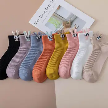 

Spring and summer new socks female cotton Japanese creative rabbit eyes decoration female tube socks women socks