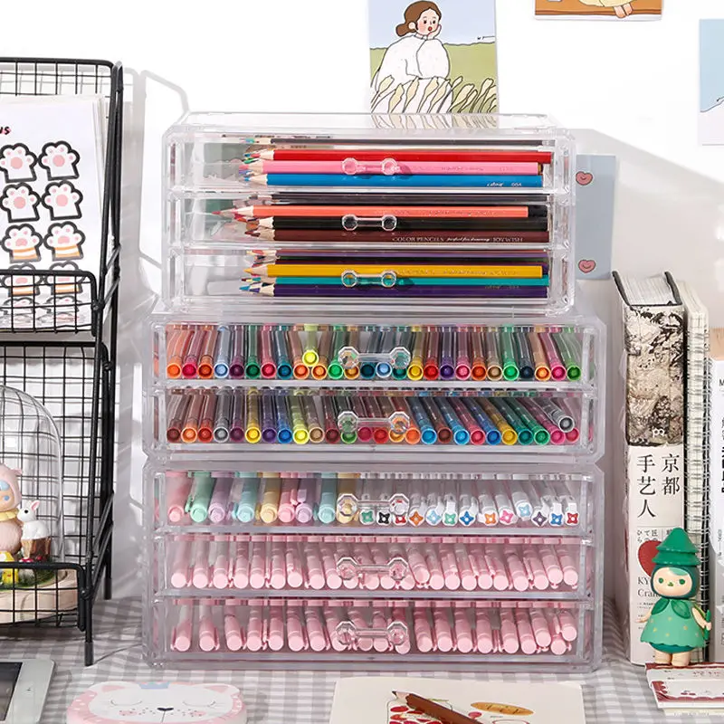 Organizer Cosmetic Storage Box Lipstick Holder Jewelry Pen Stationery Drawer Transparent Acrylic | Дом и сад