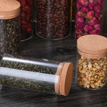 

4Pcs Canister Kitchen Food Cork Sealed Storage Container Glass Storage Jar For Loose Tea Coffee Bean Kitchen Supplies 2020