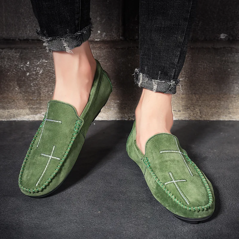 Мужские лоферы из натуральной кожи; Мужская прогулочная обувь на плоской подошве; удобные мокасины без застежки; Мужская Уличная офисная обувь; большие размеры 38-48