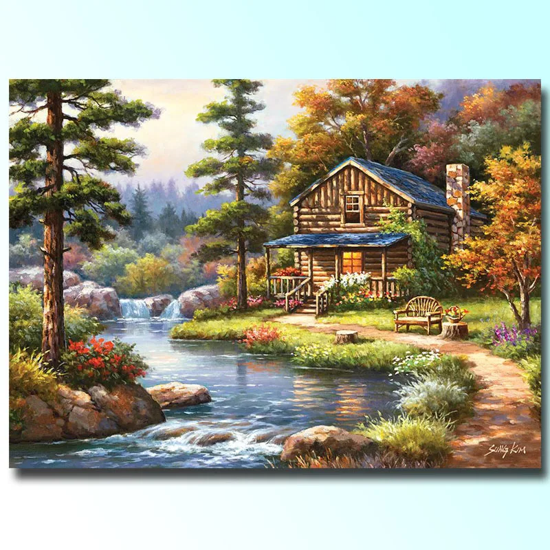 

100% Full Round 5D Diy Diamond Painting full square Nature Landscape Diamond Inlay Diamond Embroidery Home Decoration