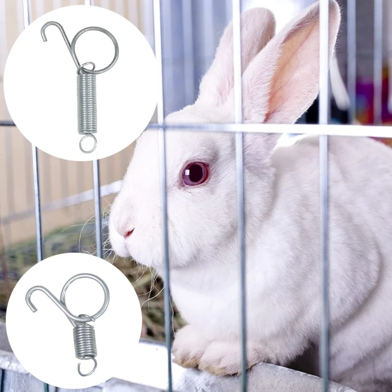 10 Pcs Metal Cage Door Spring Hooks Sturdy Tension Fixing Spring for Wire Rabbit/Bird/Hamster 2