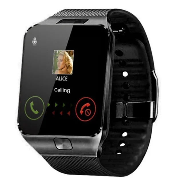 Умные часы DZ09, умные часы с поддержкой TF SIM камеры, мужские и женские спортивные наручные часы с Bluetooth для samsung, huawei, Xiaomi, Android Phone - Цвет: Черный