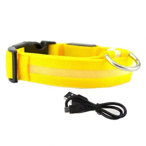 Питомец собака Щенок Анти-потеря USB Перезаряжаемый мигающий светодиодный светильник ошейник ожерелье поводок для собак - Цвет: Цвет: желтый