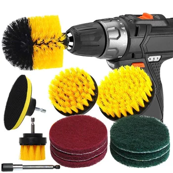 

6/10/12/PCS Electric Drill Brush Kit Plastic Round Cleaning Brush For Carpet Glass Car Tires Home Cleaner Tools Kit