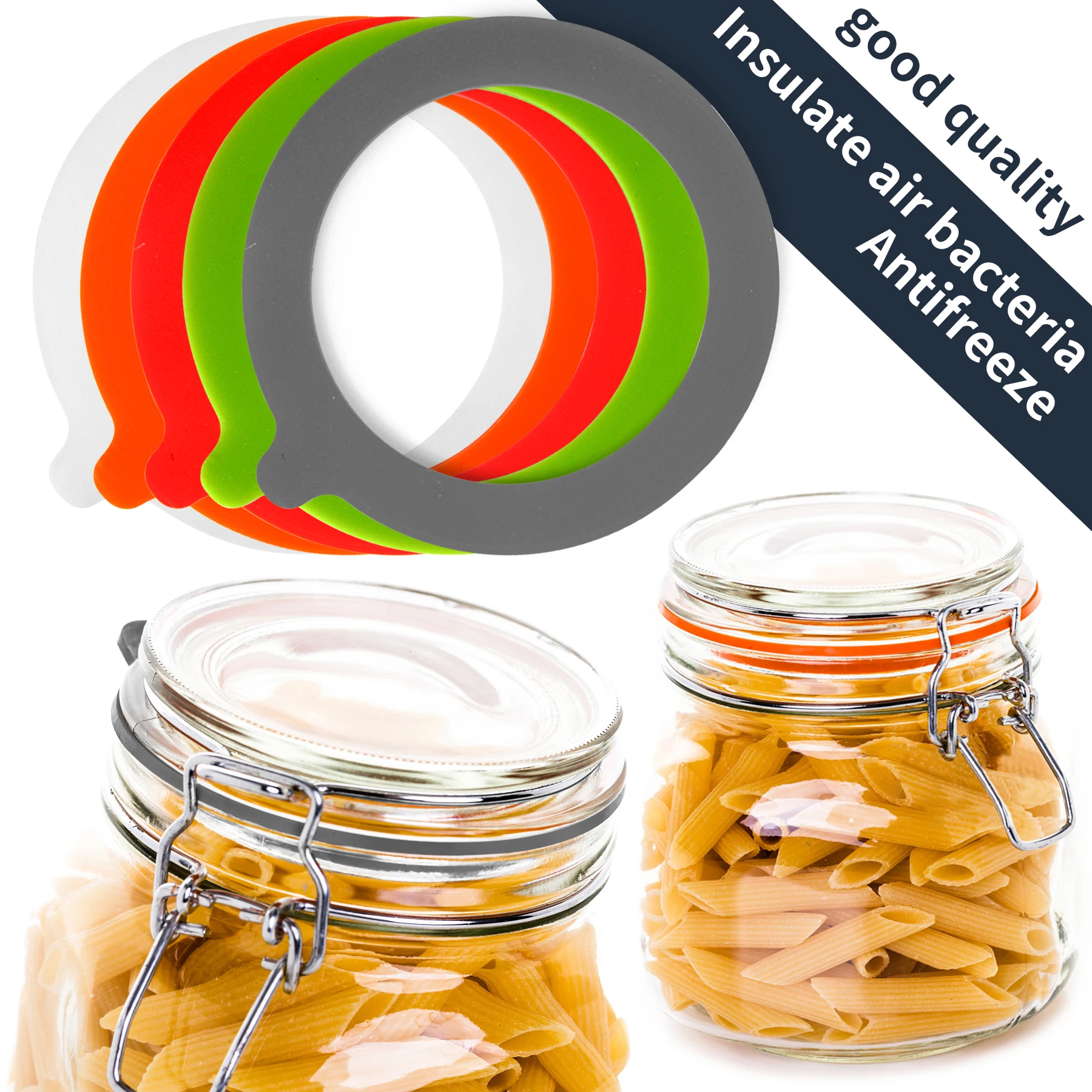 10pcs Silicone Jar Gaskets Replacement Airtight Rubber O Rings Leak-proof for Food Storage Sealing Lids Glass Can Mason Jars 5