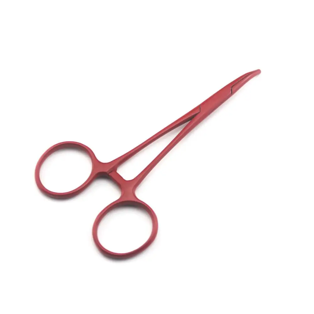 red curved 12,5 см красочные изогнутые носочки прямые изогнутые из нержавеющей стали с замком локоть ножницы плоскогубцы гемостатические щипцы Клещи для домашних животных - Цвет: red curved