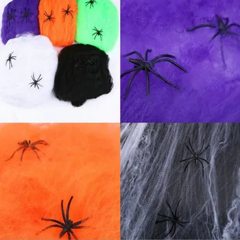 

Stretchy Horrible Scary Spider Web Cobweb Haunted House Scene Props Arranged Home Decor Party Decoration Holiday DIY Halloween
