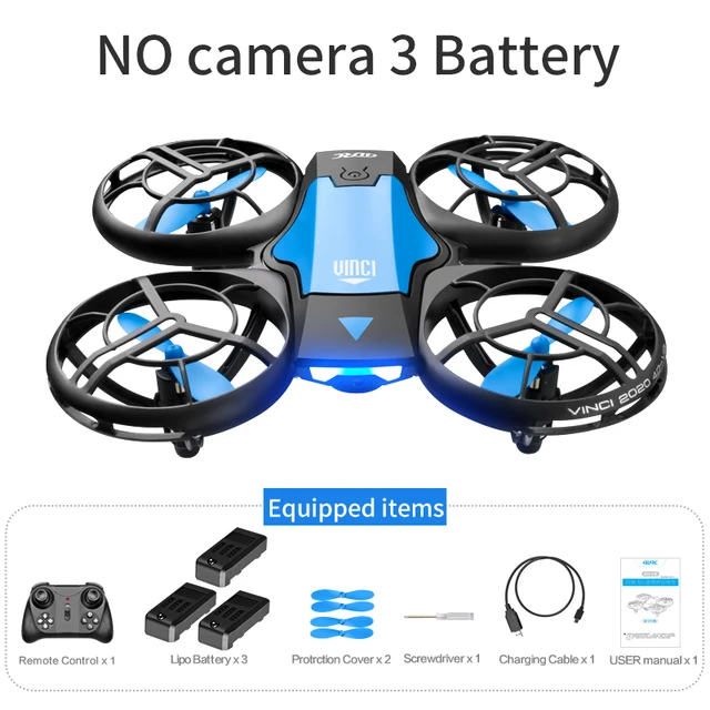 2021 NEW Quadcopter V8 drone 4k profesional 1080P 480P HD Camera WiFi Fpv Air Pressure Altitude Hold Black RC Drone Toy no camera Blue 3B