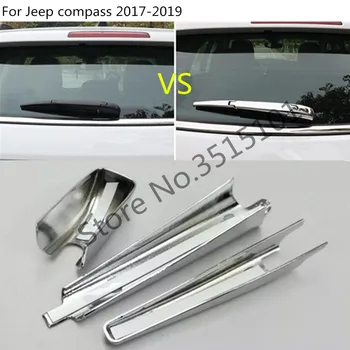 

Car Molding Windscreen Trim ABS Chrome Rear Glass Wiper Nozzle Cover Tail Window Frame 3pcs For Jeep Compass 2017 2018 2019 2020