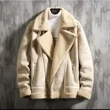 Зимняя мода для мужчин плюс бархат толстый мех интегрированный мех ягненка пальто для мужчин бренд свободный мужской размера плюс пальто