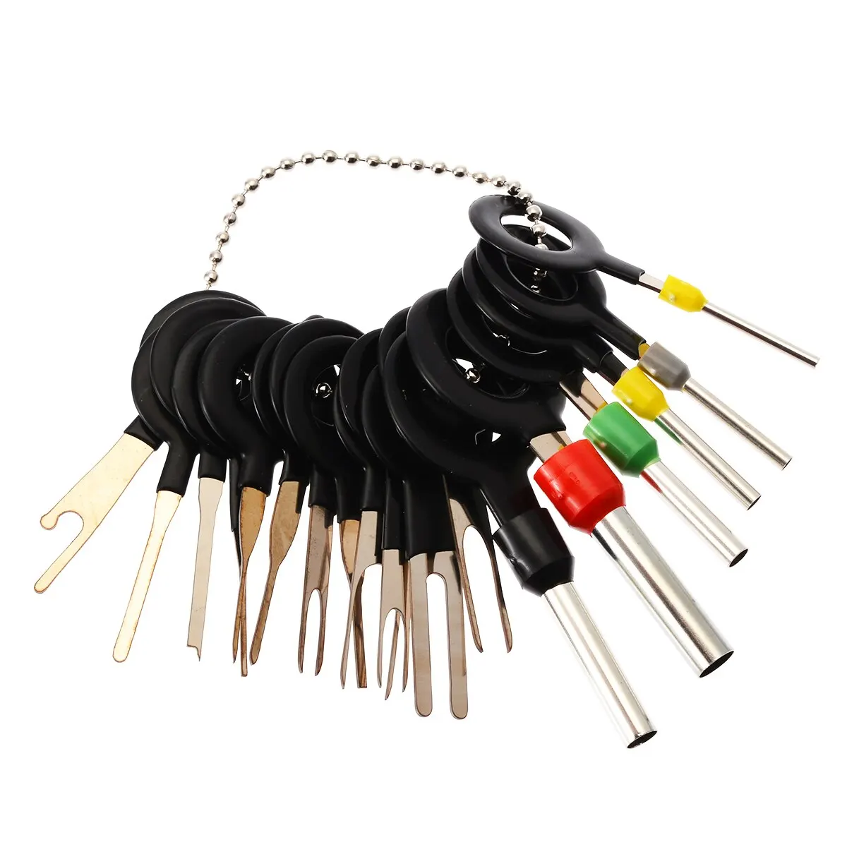 21pcs/set Aluminum Alloy Connector Removal Key Car Audio Repair Terminal Wiring Crimp Connector Pin Removal Key Tool Kit