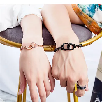 

NEWBUY Hot Sale Stainless Steel Handcuffs Charm Bracelets For Women Men Unique Design Match For Daily Life Couple Jewelry