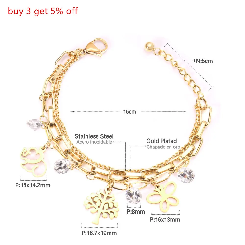 LUXUKISSKIDS 316L цепочка из нержавеющей стали женские браслеты золотые бриллиантовые
