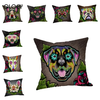 

Bedroom Living Room Quality Dog Cotton Linen Cushions Home Bedroom Decorative Cushion Hotel Car Decorative Cushion Cover 45x45cm