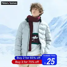 Metersbonwe,, толстый пуховик, мужской, зимний, теплый, 90%, белый, утиный пух, пальто, Камуфляжный цвет, подкладка, Мужское пальто, верхняя одежда