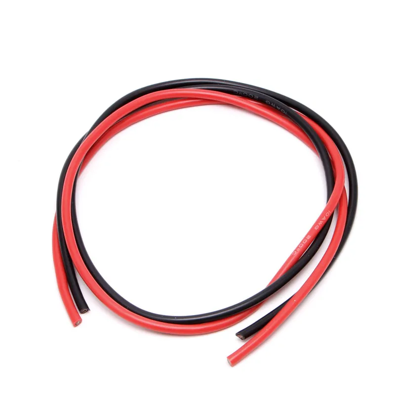 10 AWG Калибр провода силиконовые гибкие многожильные медные кабели для RC черный красный