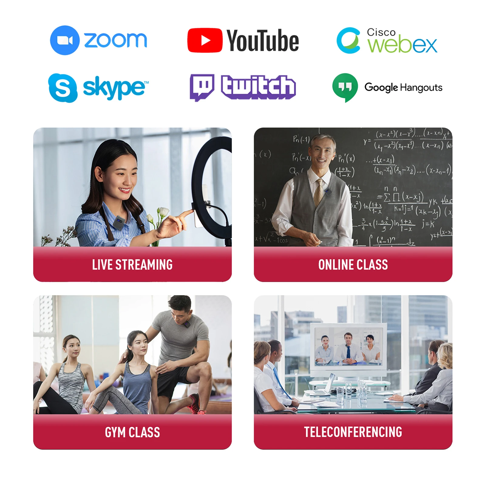 Wireless Lavalier Microphone System with 2 Transmitters 1 Receiver Omnidirectional Lapel Mic Compatible w/ DSLR Camera Tablet