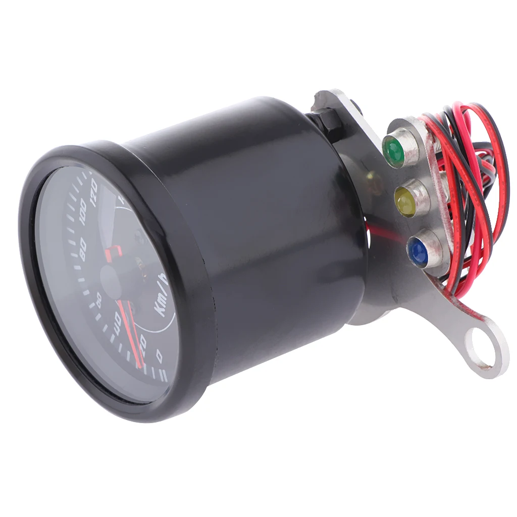 Universal Digital Motorcycle LCD Screen Speedometer Odometer Techometer Gauge Dual Speed LED Backlight Black Shell
