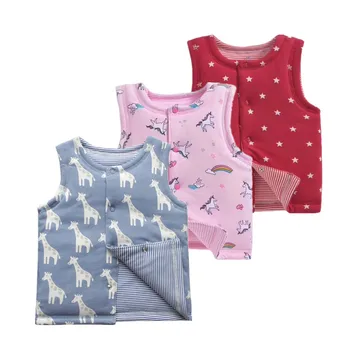 

2019 New Born Winter Warm Clothing Baby Boys Girls Warm Cartoon Vest 1-3Y Children Autumn Cotton Vest Infant Jacket Outwear
