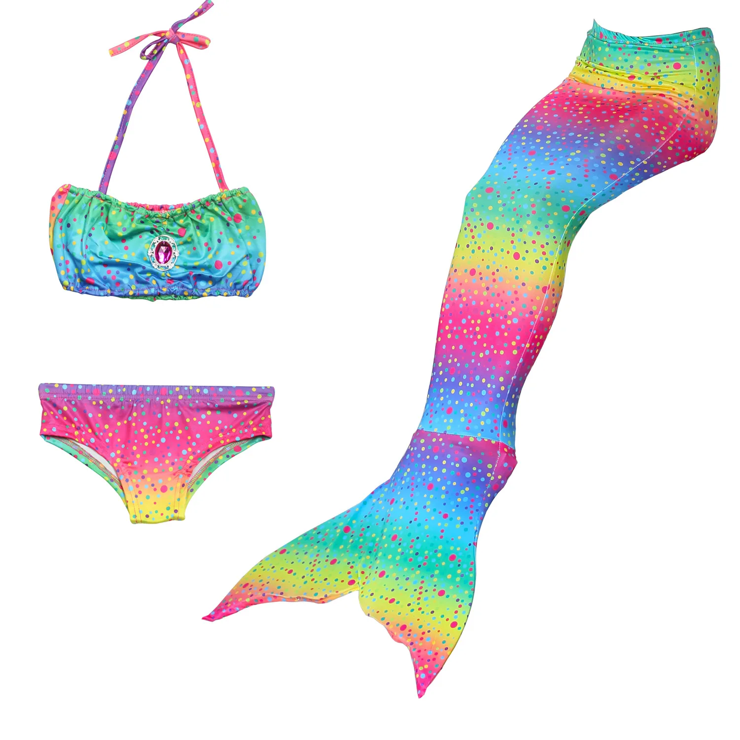 DNFUN Costume da Bagno da Bambina a Coda di Sirena con Bikini e Monopinna per Cosplay per Il Nuoto 