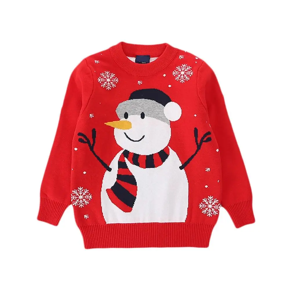 Свитер для маленьких девочек осенне-зимний пуловер для маленьких мальчиков и девочек теплая одежда Детский хлопковый Рождественский свитер - Цвет: R