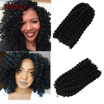 

AliRobam Jumpy Wand Curl Crochet Braids Jamaican Bounce Synthetic Braiding Hair Extensions For Women 8 12 inch 20 strands