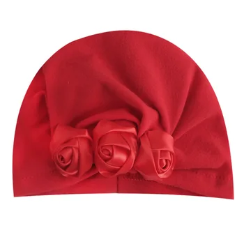 

Toddler Infant Newborn Baby Hat Girls Flower Rose Solid Cap Cute Cotton Beanie Turban Soft Gifts