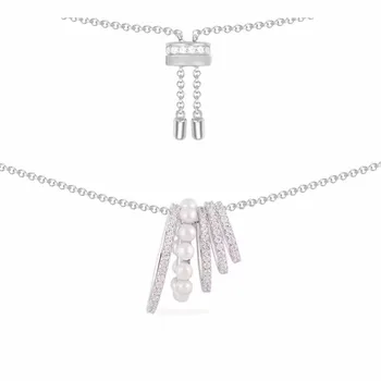 

Baoyocn Fashion 925 Sterling Silver White Multi Hoop Circles Adjustable Pearls Necklace Micro Zircon CZ Women Luxury Jewelry