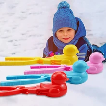 Fabricant de boules de neige en plastique, Clip de sécurité, canard de dessin animé, outil de moule de sable pour la neige en hiver, jouets de sport amusants en plein air 1 pièce