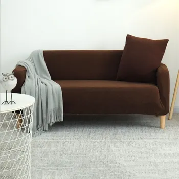 

Elastic Universal Sofa Cover Knitted Thicken Stretch Solid Color Slipcovers Home Living Room Comfortable Elastic Sofa Covers