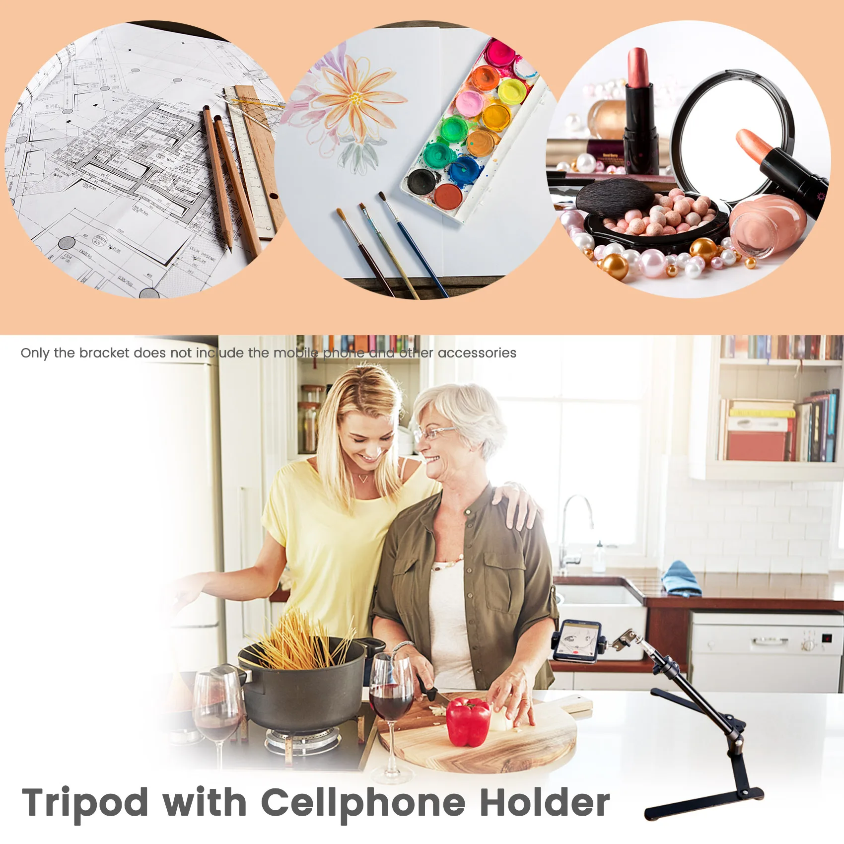 Suporte de Telefone Celular Tripé de Mesa Metal Suporte de Telefone Suspenso para Ensino On-line Foto Cópia Suporte com Braçadeira de Telefone - Image 3
