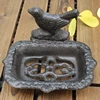 Vintage Black Cast Iron Bird Soap Dish With Three Standing Feet Country Accent Rough Handmade Tabletop Mini Metal Storage Holder 3