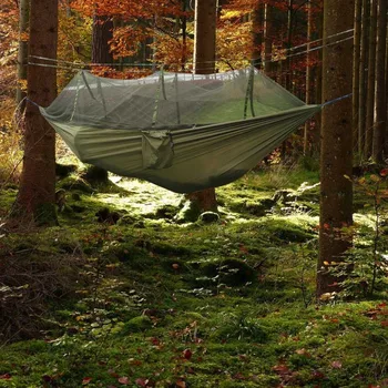 

1-2 Person Portable Outdoor Camping Hammock with Mosquito Net High Strength Parachute Fabric Hanging Bed Hunting Sleeping Swing