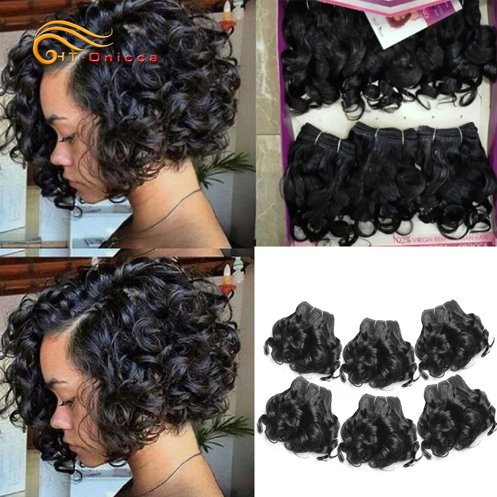 Curly Human Hair Bundles 100% Human Hair Bundles Brazilian Hair Weave Bundles 6 Pcs/Lot Color 1B/2/4/30/33/99J Curly Hair