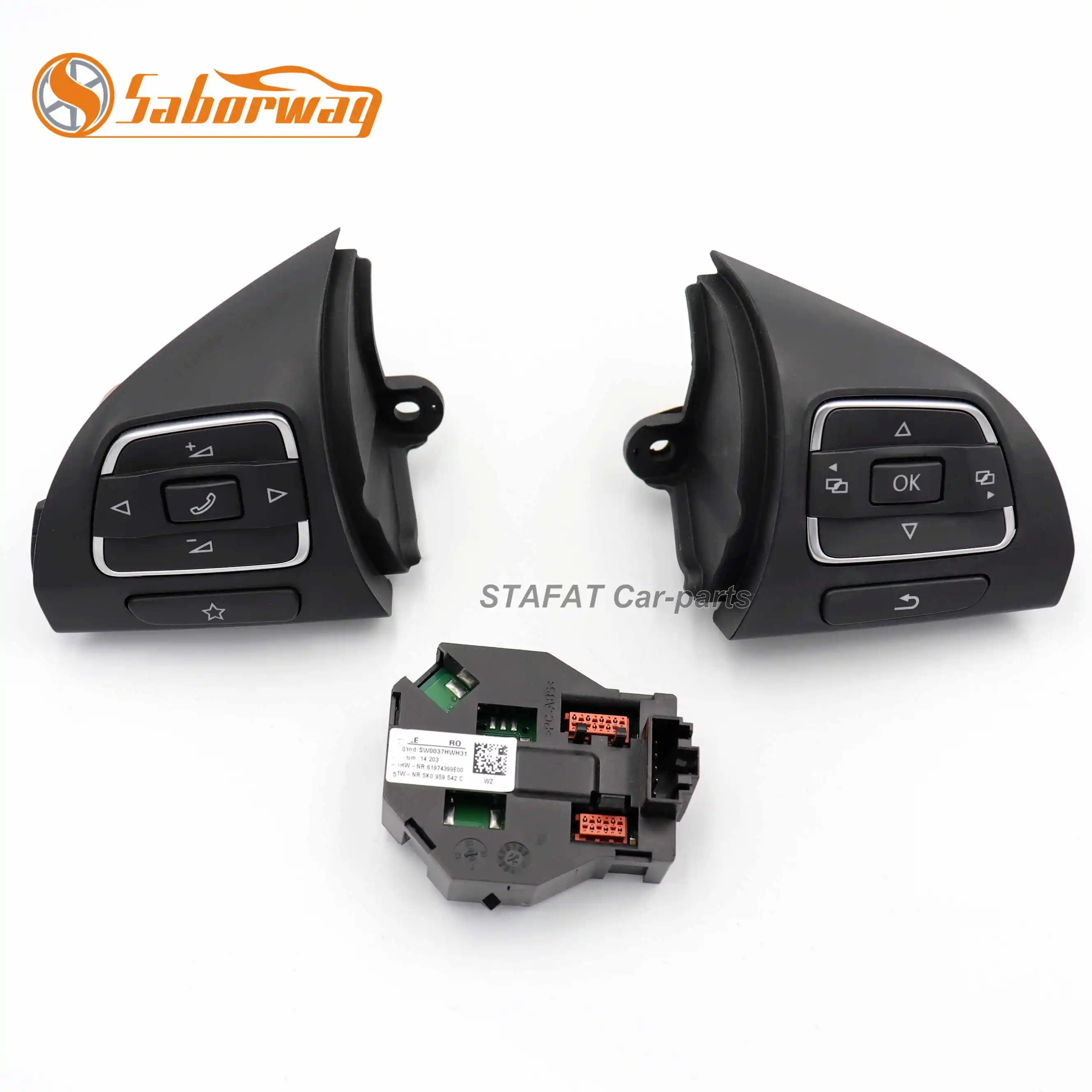 1 Set with 2 Plug Saborway руль многофункциональный переключатель управления и модуль для Golf EOS Tiguan Touran 5C0959537A 5C0959538B - Цвет: 1 Set with 2 Plug