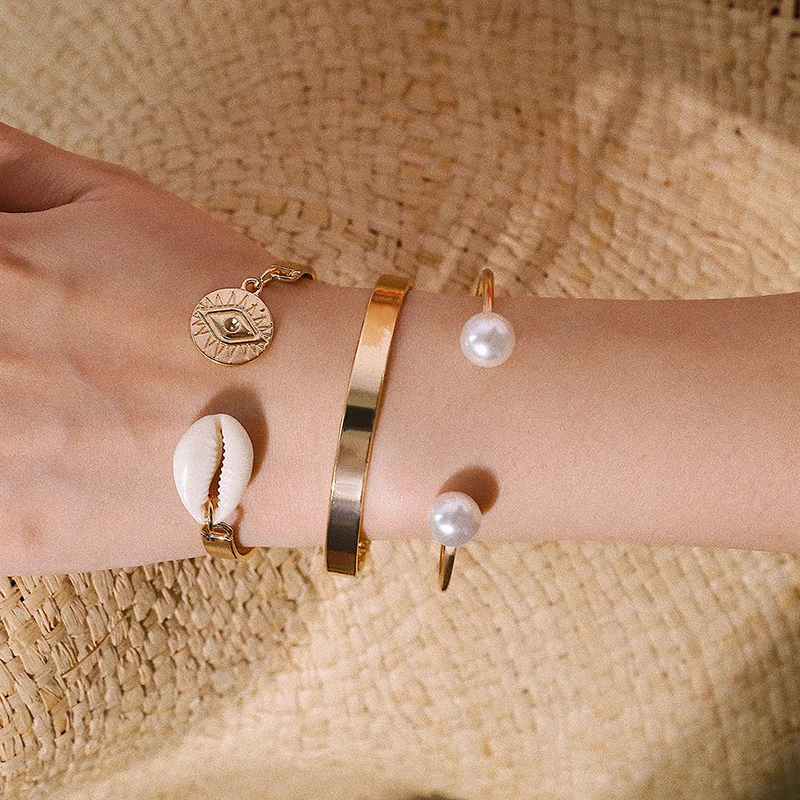 

Punk 3pcs/lot Bracelet Pulseras Mujer Simple Geometric Alloy Bracelets For Women Party Bangle Charm Femme Jewelry Modis Pulseira