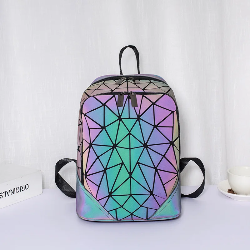 

Currently Available New Style Night Light Backpack College Style School Bag Geometry Rhombus Backpack Dull Polish Backpack Bag W