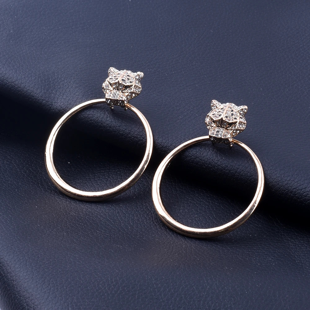 Fashion Punk Rock Special Leopard Head Women Earrings Exaggerated Personality Animal Gold Stud Earrings Charm Statement